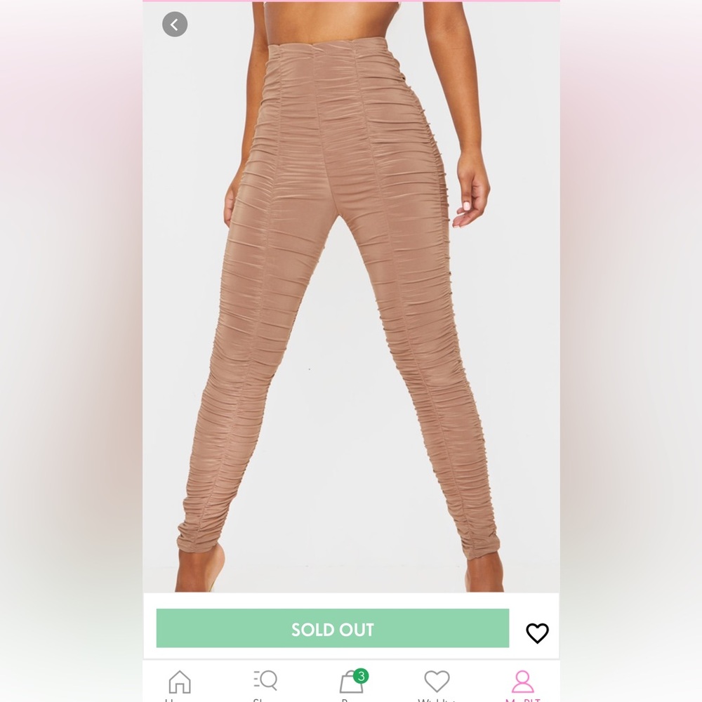 Camel Slinky Ruched Leggings - Pretty Little Things